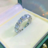 Round Moissanite Sterling Silver Wedding Band Eternity Ring