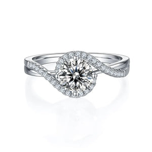 Angel Eye Halo Moissanite Twisted Pave Engagement Ring