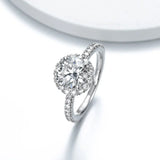 Round Halo Moissanite Pave Engagement Ring