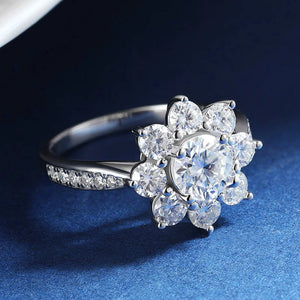 Floral Halo Moissanite Channel Set Engagement Ring