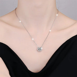 Real Moissanite Horseshoe Sterling Silver Necklace