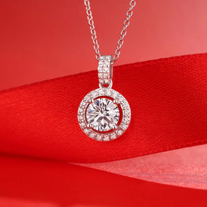 Moissanite Luxury Halo Sterling Silver Necklace