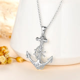 Real Moissanite Anchor Sterling Silver Necklace