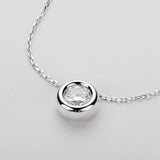 Real Moissanite Round Bezel Sterling Silver Necklace