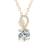 Real Moissanite Heart and Solitaire Sterling Silver Necklace