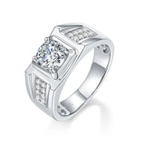 Round Moissanite Sterling Silver Wedding Ring For Men