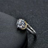 Moissanite Luxury Two Tone Halo Sterling Silver Ring