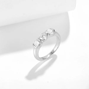 Three Stone Moissanite Bar Set Engagement Ring