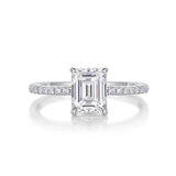 Emerald Cut Moissanite Pave Sterling Silver Engagement Ring