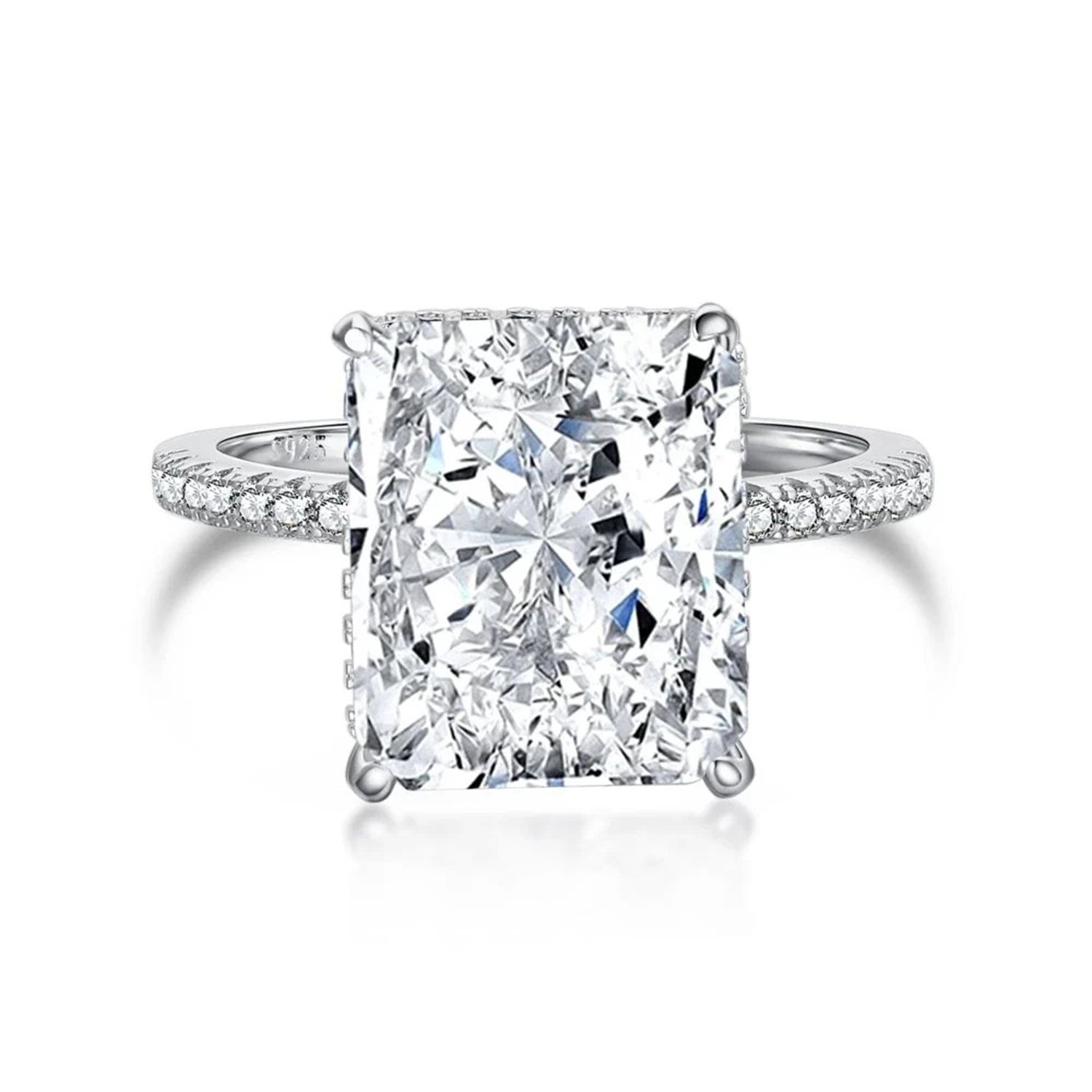 Classic Solitaire Radiant Moissanite Four Prong Polish Engagement Ring