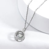 Real Moissanite Dancing Diamond Sterling Silver Necklace