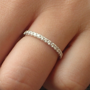 Round Moissanite Half Eternity Wedding Band Ring