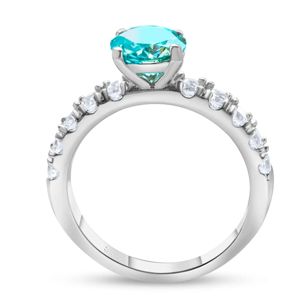 Solitaire Colorful Round Moissanite Engagement Ring