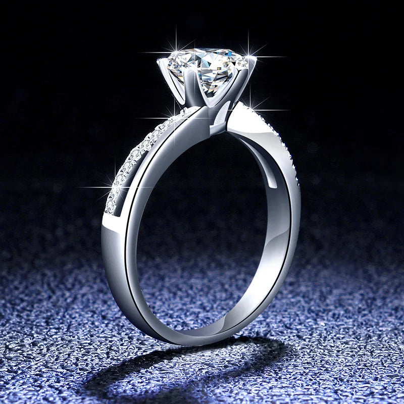 Bypass Moissanite Split Shank Pave Engagement Ring