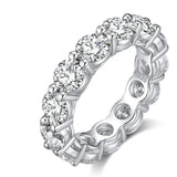 Round Moissanite Sterling Silver Wedding Band Eternity Ring