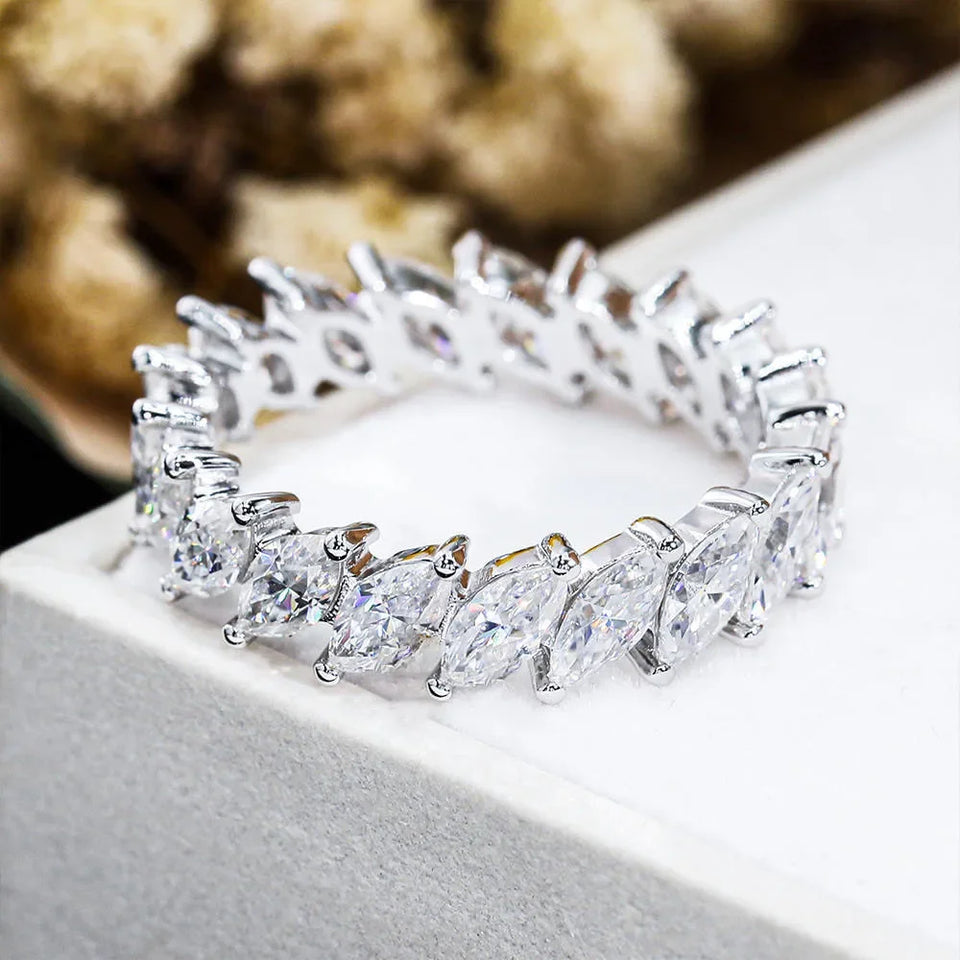 Marquise Moissanite Full Eternity Wedding Band Ring