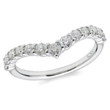 V-Shaped Moissanite Half Eternity Sterling Silver Wedding Band Stackable Ring