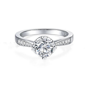 Moissanite Channel Set Accent Engagement Ring