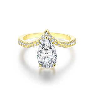 Pear Cut Moissanite Chevron Pave Engagement Ring