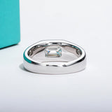 Emerald-Cut Moissanite Sterling Silver Wedding Ring For Men