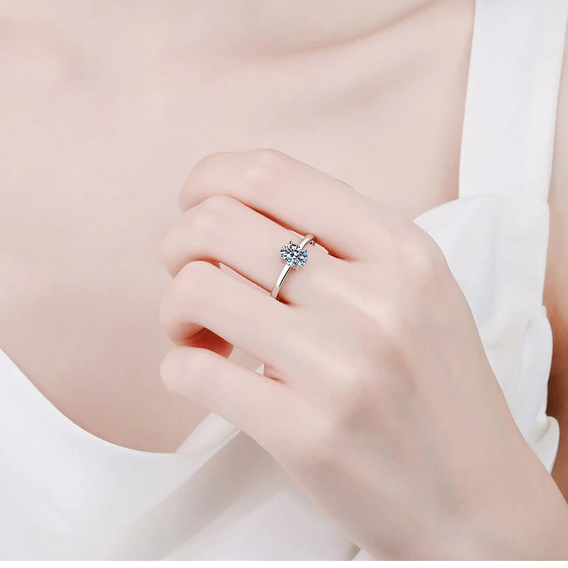 Classic Solitaire Oval Cut Moissanite Wide Band Engagement Ring