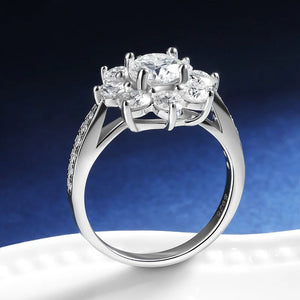 Floral Halo Moissanite Channel Set Engagement Ring