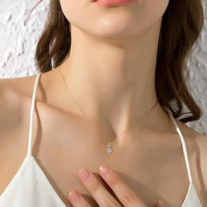 Real Moissanite Heart and Solitaire Sterling Silver Necklace