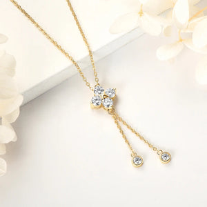 Real Moissanite Light Tasel Sterling Silver Necklace