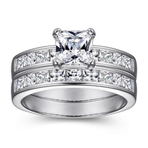 Princess Cut Moissanite Staircase Channel Set Engagement Ring