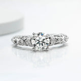 Vintage Scroll And Milgrain Round Moissanite Engagement Ring