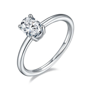 Classic Solitaire Oval Moissanite Four Prong Polish Engagement Ring