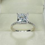 Cathedral Princess Cut Moissanite Pave Engagement Ring