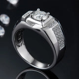 Round Moissanite Luxury Sterling Silver Wedding Ring For Men