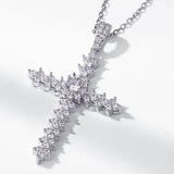 Real Moissanite Creative Cross Sterling Silver Necklace