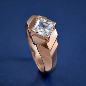 Solitaire Princess Cut Moissanite Engagement Ring