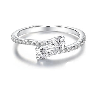 Bypass Graduated Moissanite Half Eternity Wedding Band Ring