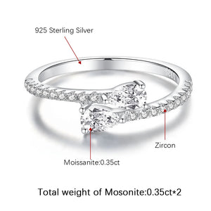 Bypass Graduated Moissanite Half Eternity Wedding Band Ring