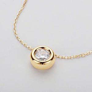 Real Moissanite Round Bezel Sterling Silver Necklace