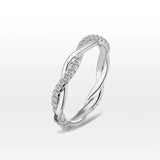 Twisted Vine Moissanite Half Eternity Wedding Band Stackable Ring