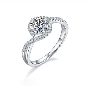 Angel Eye Halo Moissanite Twisted Pave Engagement Ring