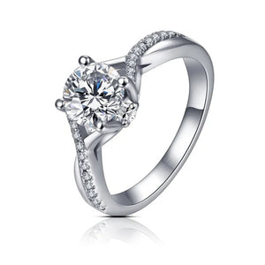 Petite Criss Cross Moissanite Pave Engagement Ring