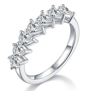 Seven Pear-Cut Moissanite Half Eternity Wedding Band Ring