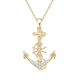 Real Moissanite Anchor Sterling Silver Necklace