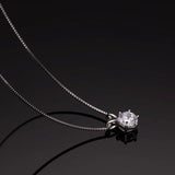 Real Moissanite Six Prong Pendant Necklace Sterling Silver Necklace