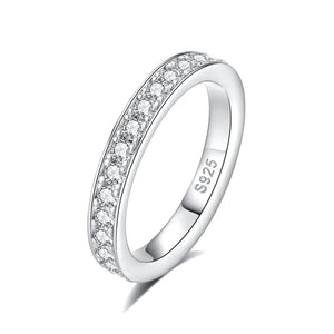 Channel Set Round Cut Moissanite Half Eternity Wedding Band Ring In Sterling Silver