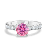 Solitaire Colorful Round Moissanite Engagement Ring