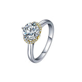 Moissanite Luxury Two Tone Halo Sterling Silver Ring