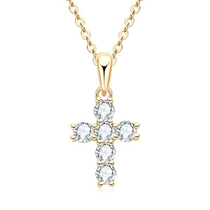 Real Moissanite Cross Choker Sterling Silver Necklace