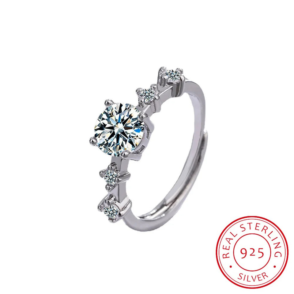 Round Moissanite Sleek Accents Engagement Ring