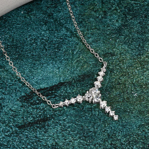 Real Moissanite Y-Shaped Sterling Silver Necklace